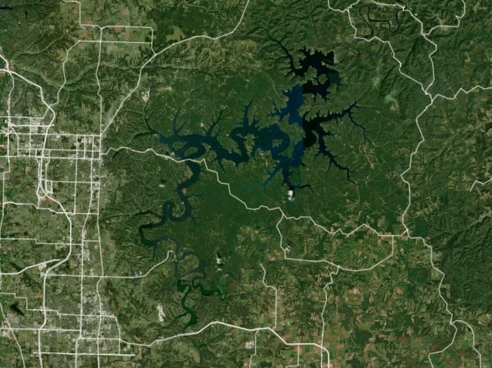 Map of Beaver Lake with 1 gauge location.