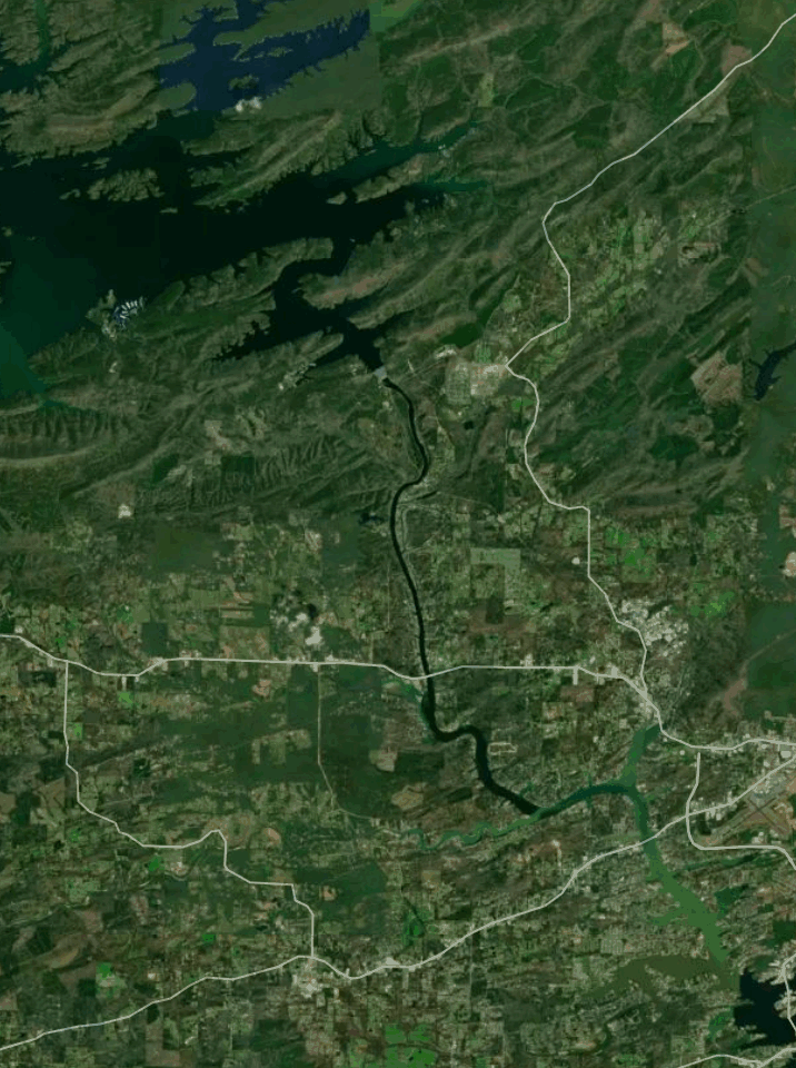 Map of Lake Ouachita with 1 gauge location.