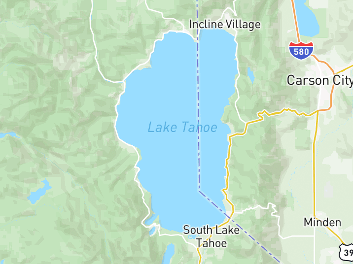 Map of Lake Tahoe with 1 gauge location.