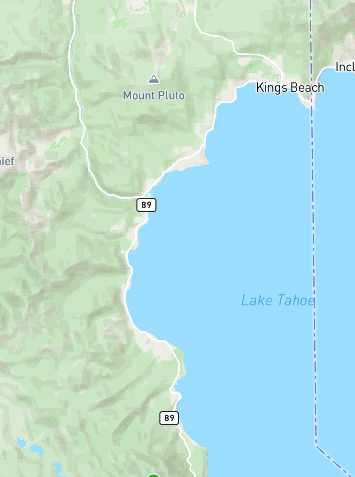 Map of Lake Tahoe with 1 gauge location.