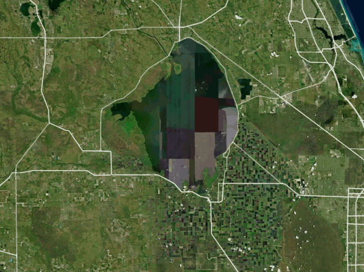Map of Lake Okeechobee with 1 gauge location.