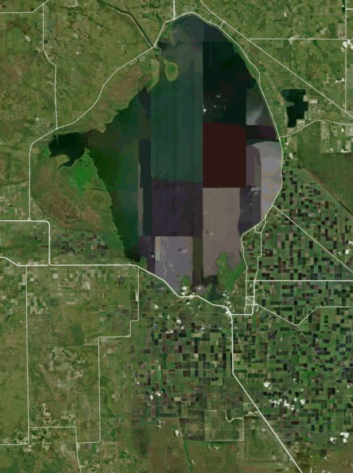 Map of Lake Okeechobee with 1 gauge location.