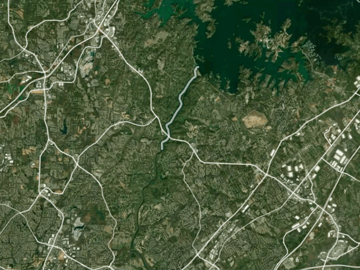 Map of Chattahoochee below Buford Dam with 2 gauge locations.