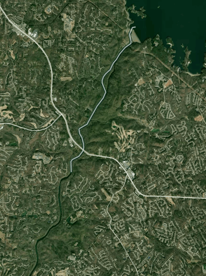 Map of Chattahoochee below Buford Dam with 2 gauge locations.