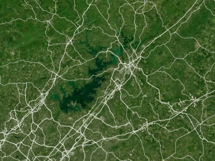 Map of Lake Lanier with 1 gauge location.
