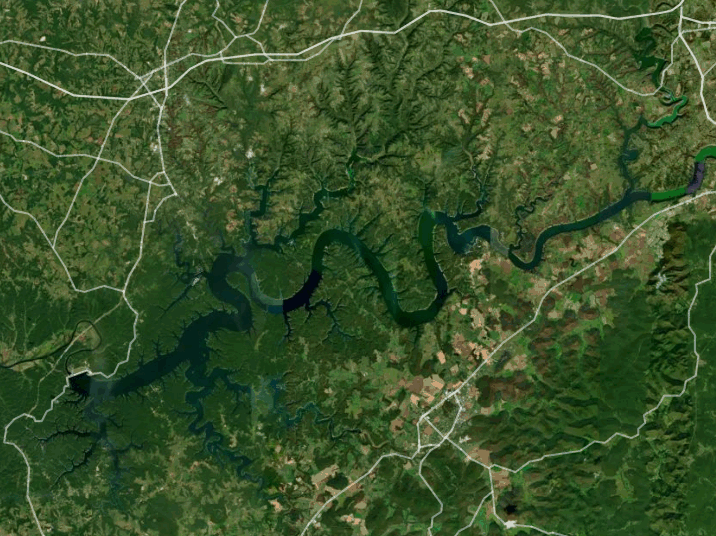 Map of Lake Cumberland with 1 gauge location.