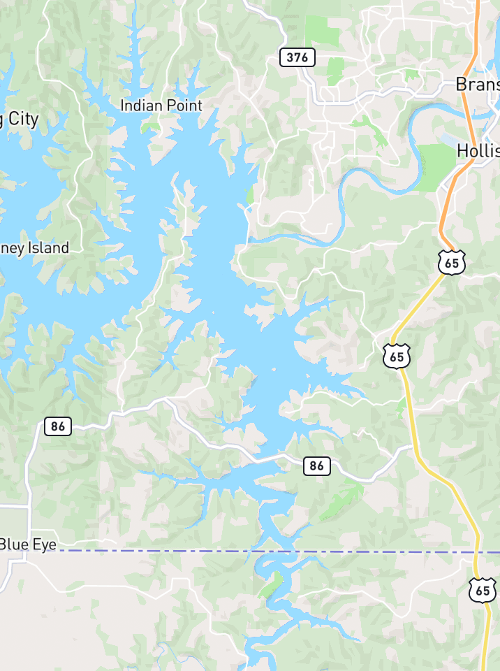 Map of Table Rock Lake with 1 gauge location.
