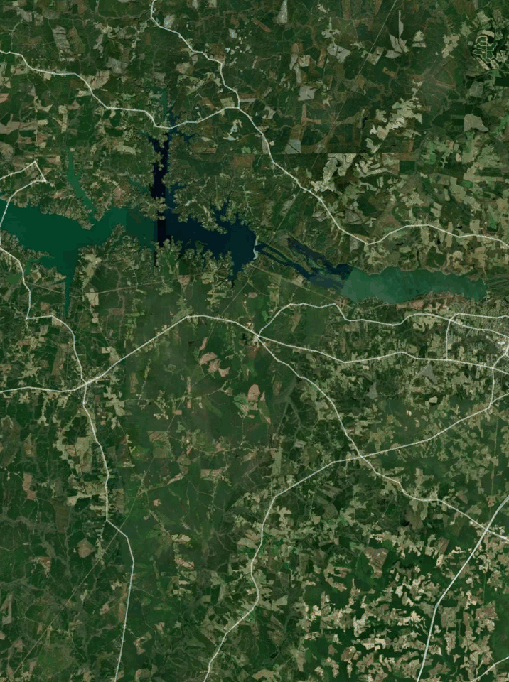Map of Lake Gaston with 1 gauge location.