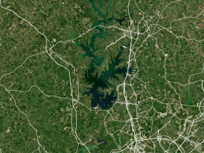 Map of Lake Norman with 2 gauge locations.