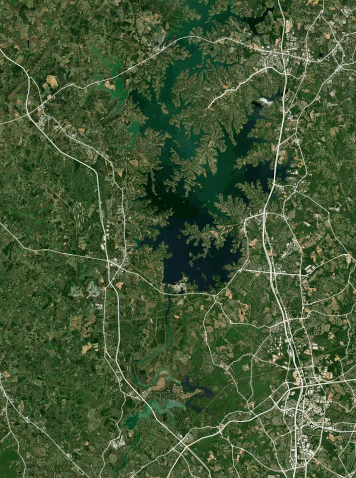 Map of Lake Norman with 2 gauge locations.