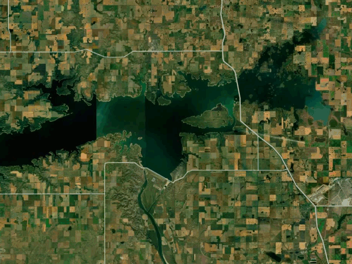 Map of Lake Sakakawea with 1 gauge location.