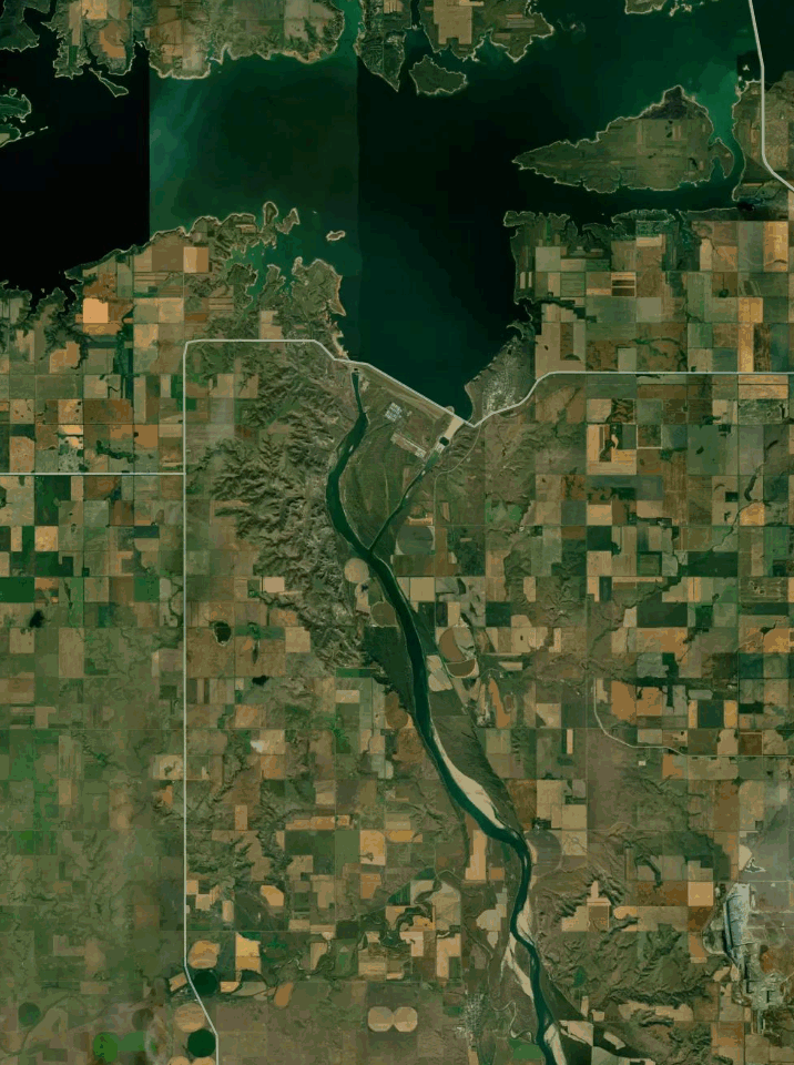 Map of Lake Sakakawea with 1 gauge location.