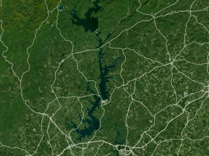 Map of Lake Keowee with 2 gauge locations.