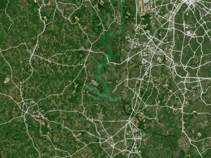 Map of Lake Wylie with 2 gauge locations.