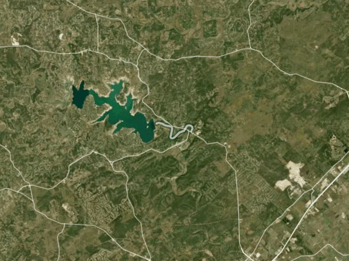 Map of Guadalupe River, Canyon tailrace with 2 gauge locations.