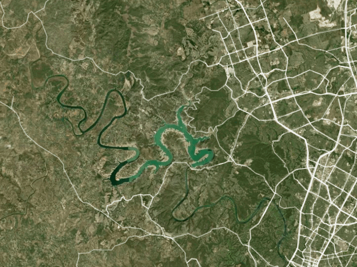 Map of Lake Travis with 1 gauge location.
