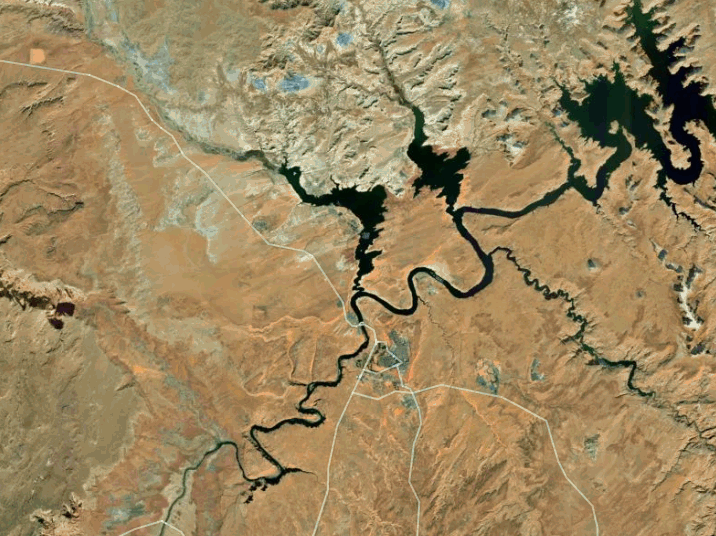 Map of Lake Powell with 1 gauge location.