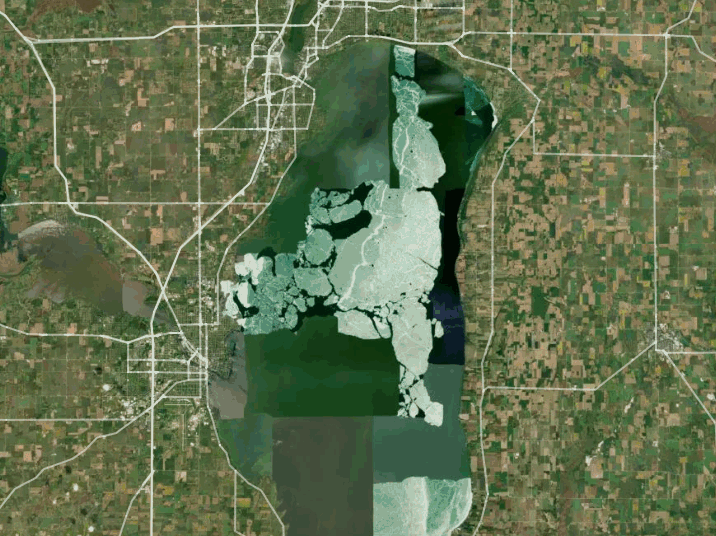 Map of Lake Winnebago with 1 gauge location.